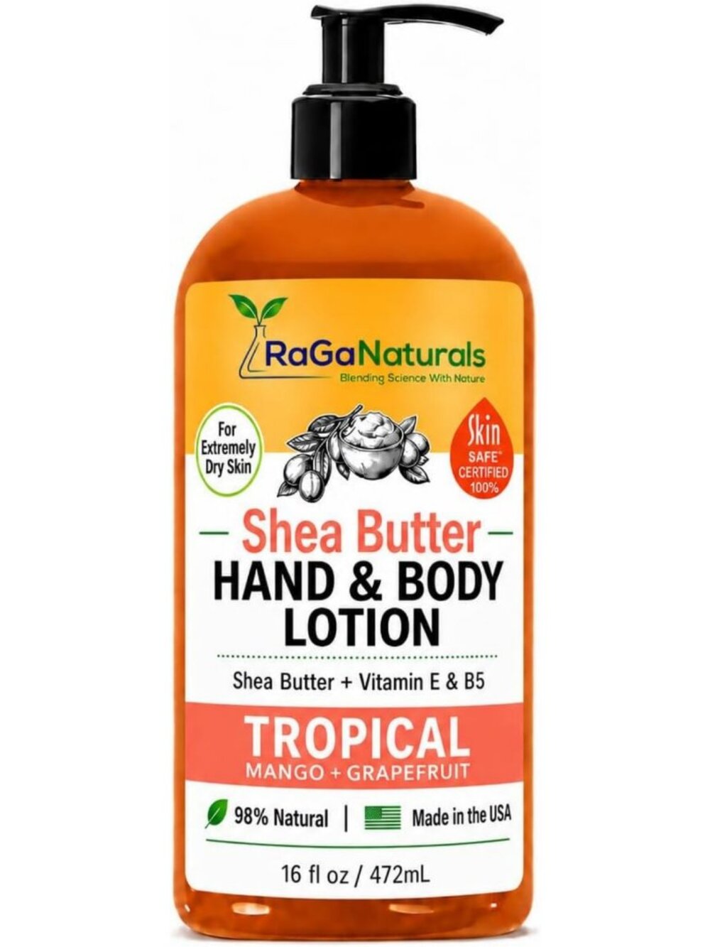 Moisturizing Shea Butter Lotion for Extremely Dry Skin - Tropical Mango Scent